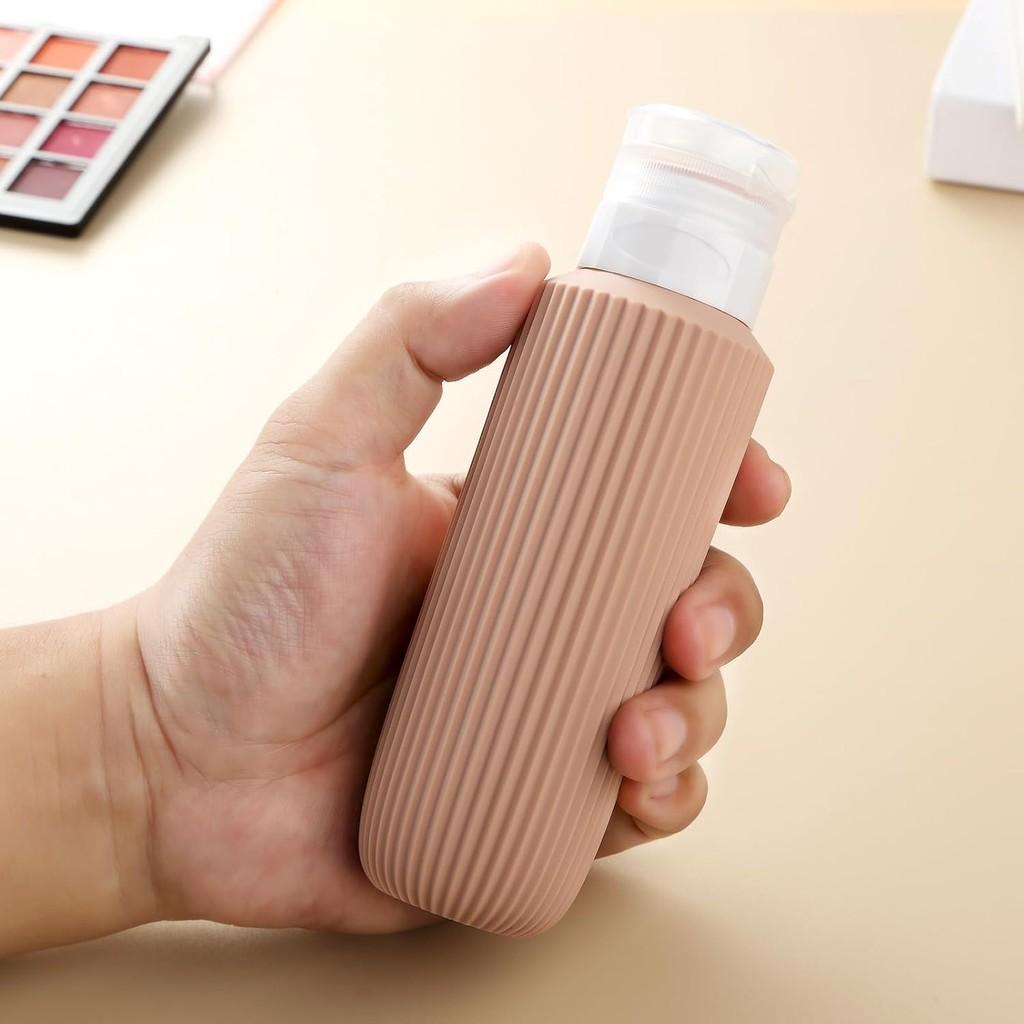 硅胶旅行分装瓶套装 4件套 90ml 防漏可重复使用 适用于洗发水/乳液/洗漱用品 含透明收纳袋 TSA认证