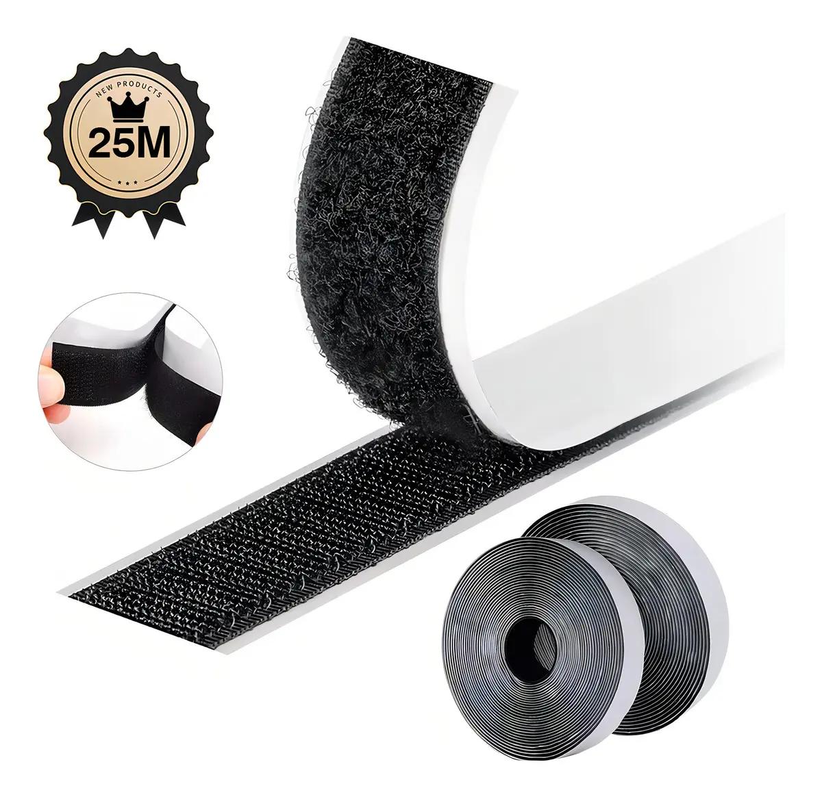 Cinta Autoadherible Gancho Y Felpa 1.6cm X 25m Rollo De Cinta Con Pegamento Fuerte Doble Cara Para Mosquiteros Manualidades