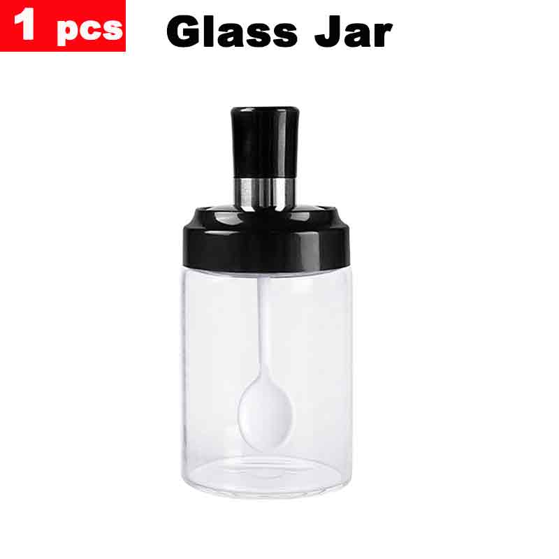 玻璃调味瓶 奶油色加厚 厨房调料罐 香料瓶 带勺 250ml 盐罐