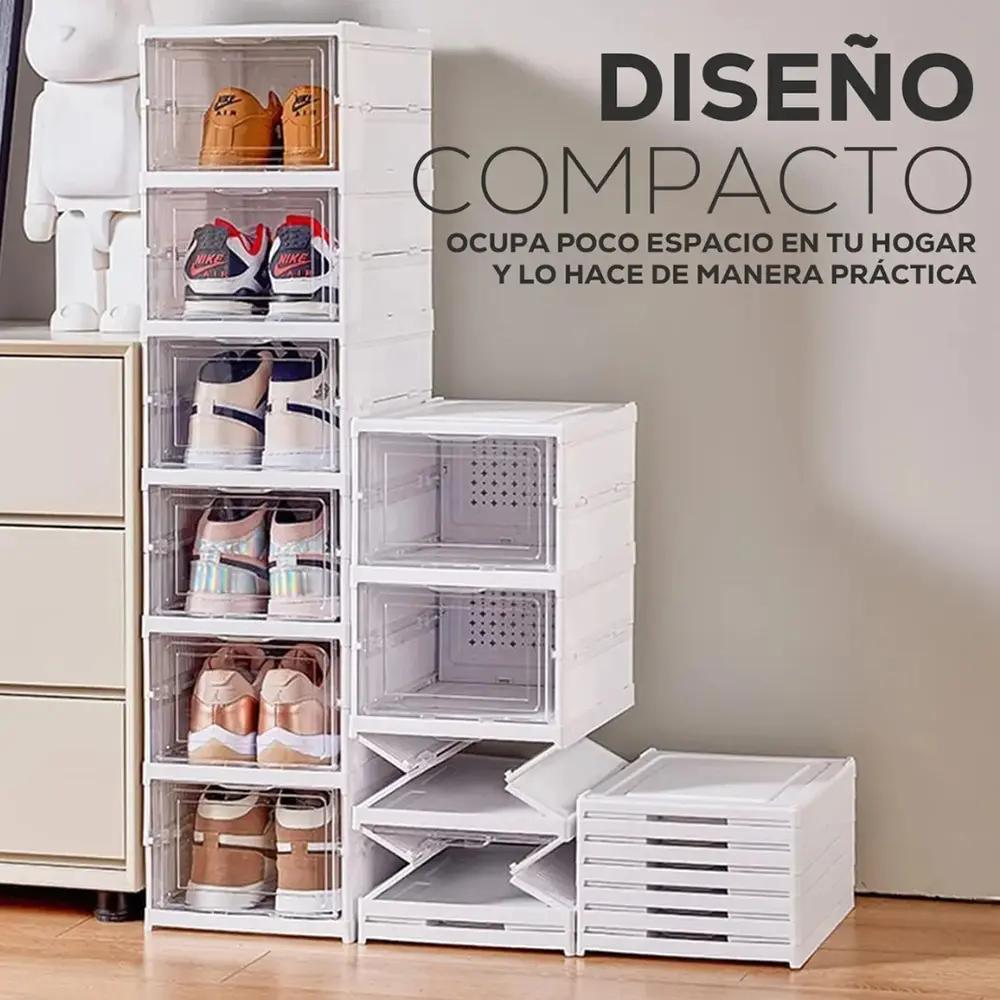 Zapatera Organizadora 6 Niveles Plegable Cajas De Zapatos Transparentes Apilables Para Tenis Y Botas En Recámara Y Entrada