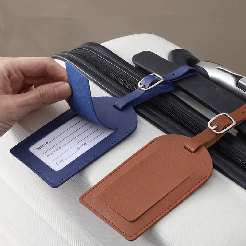 Multicolor Creative Hang Tag PU Luggage with Buckle - Portable Name ID Address Holder-Luggage Accessories