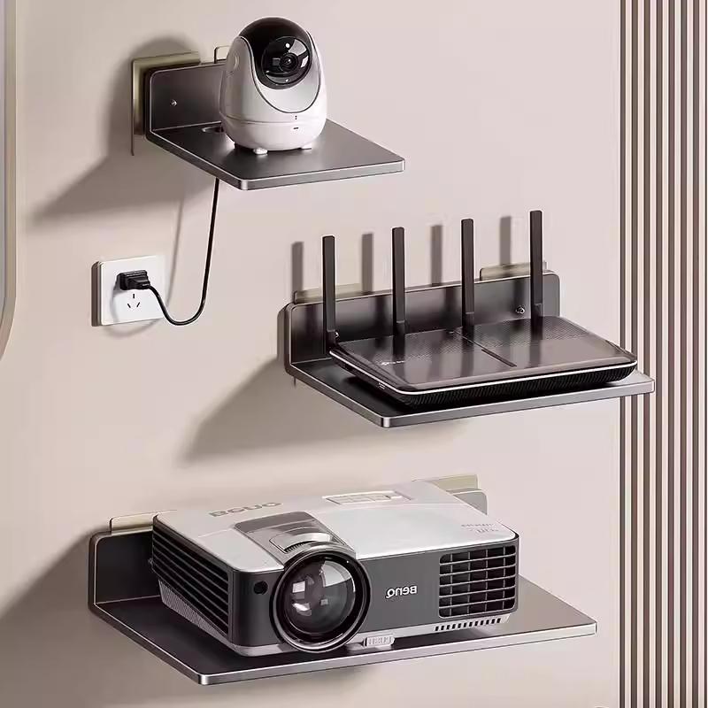 No-Drill Wall Mount Shelf, Premium Aluminum Router WiFi Camera Holder, Matibay, Space Saving, Madaling I-install