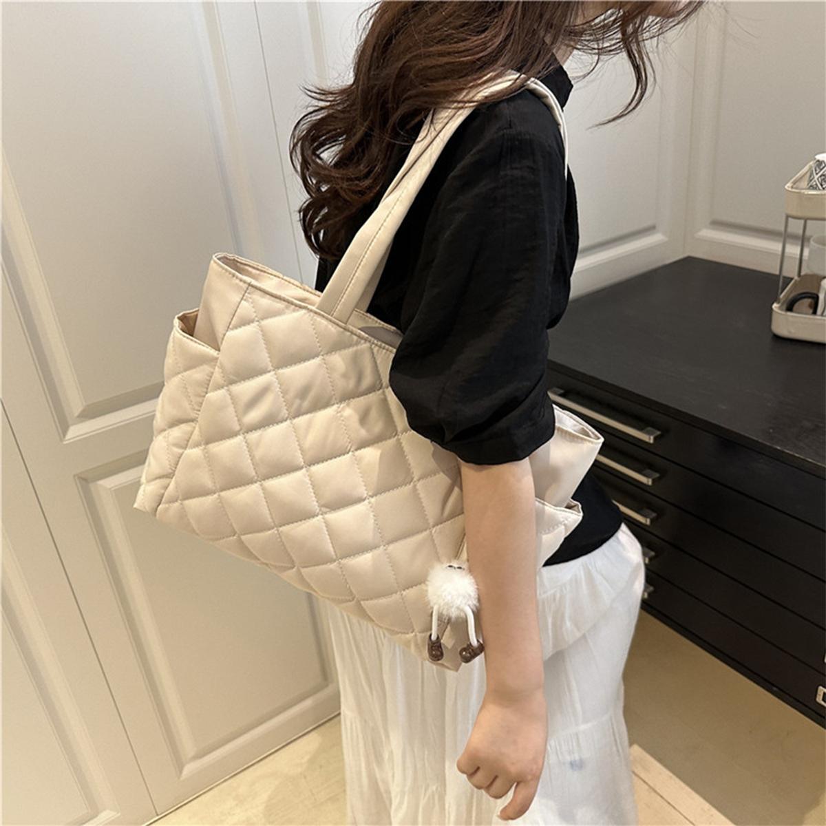 Bolso Acolchada Tipo Tote Bag Gran Capacidad Bolsa De Mano Ligera Para Mujer Viajes Cortos Casual Elegante 3 Colores
