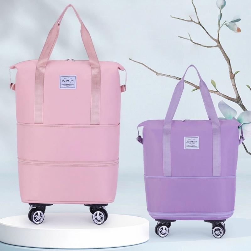Carry-On Suitcase 3 Compartments 45kg Durable Colorfast Fabric Shock-Absorbing Rubber Wheels 3-5 Day Business & Sports