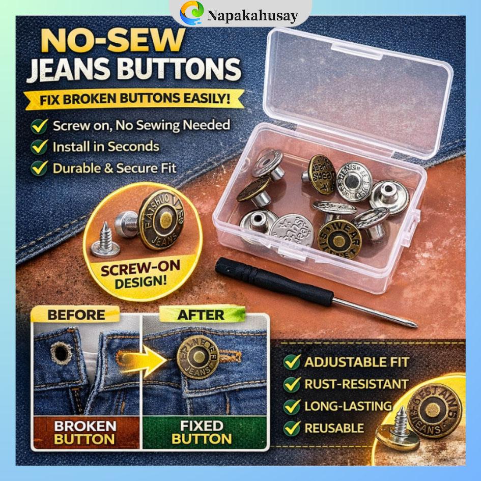 10pcs/set Screw Buttons for Jeans - Nail-Free, Detachable, Adjustable, All-Match Pants, Change Waist Size, Durable & Secure Fit
