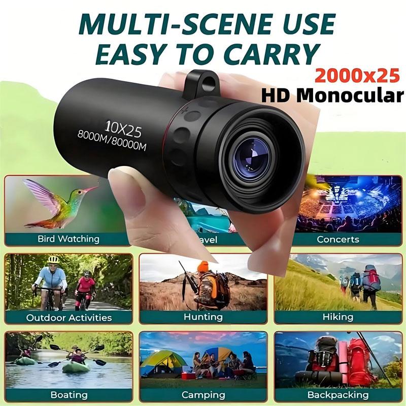 New 2000x25 HD Telescopes Monocular for Bird Watching & Outdoor Camping - 8000x Magnification, 25 HD Resolution, Compact Design, Night Vision
