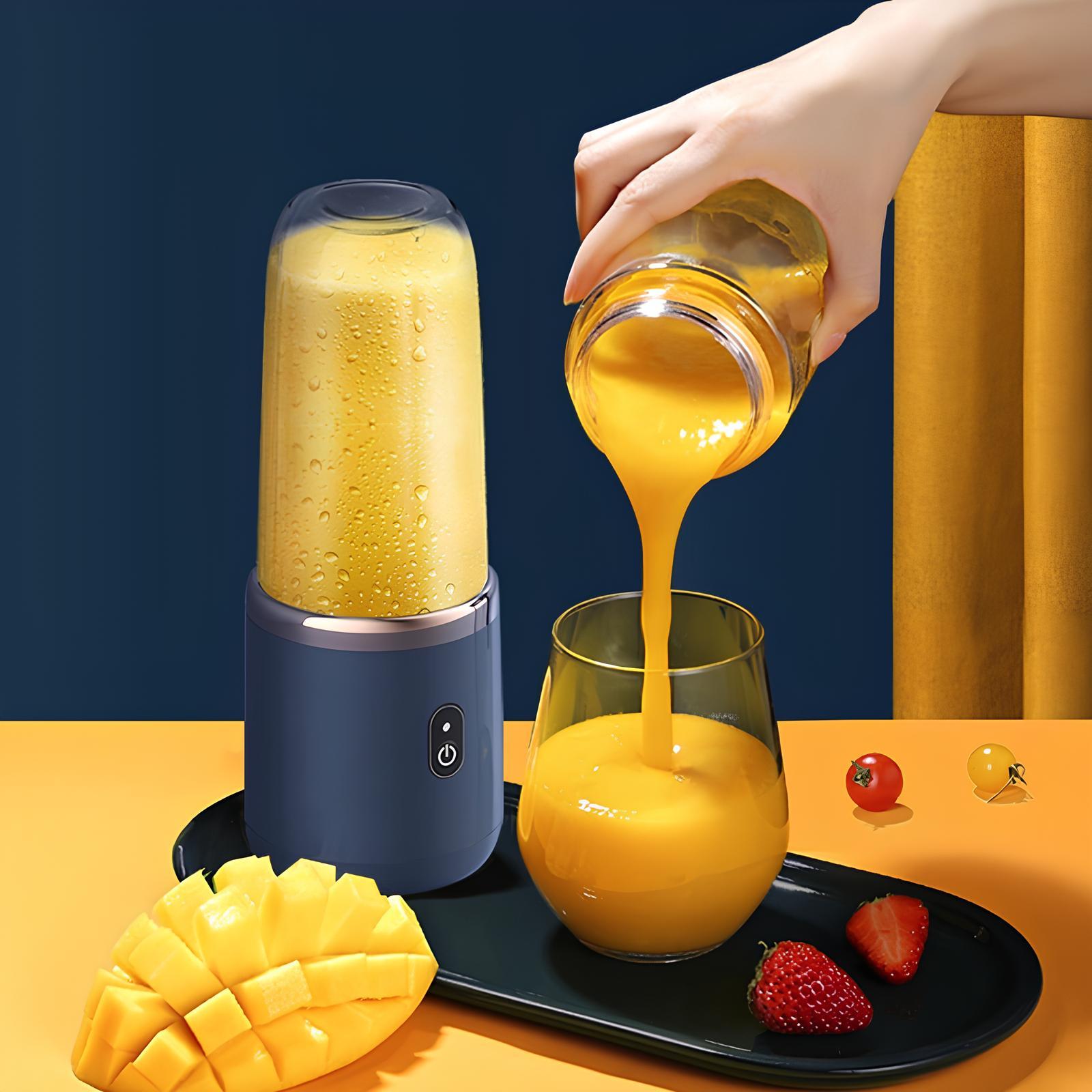 German Military Quality 304 Stainless Steel Fruit Juicer Cup - 450ml Rechargeable Electric Portable Blender for Fruits and Vegetables