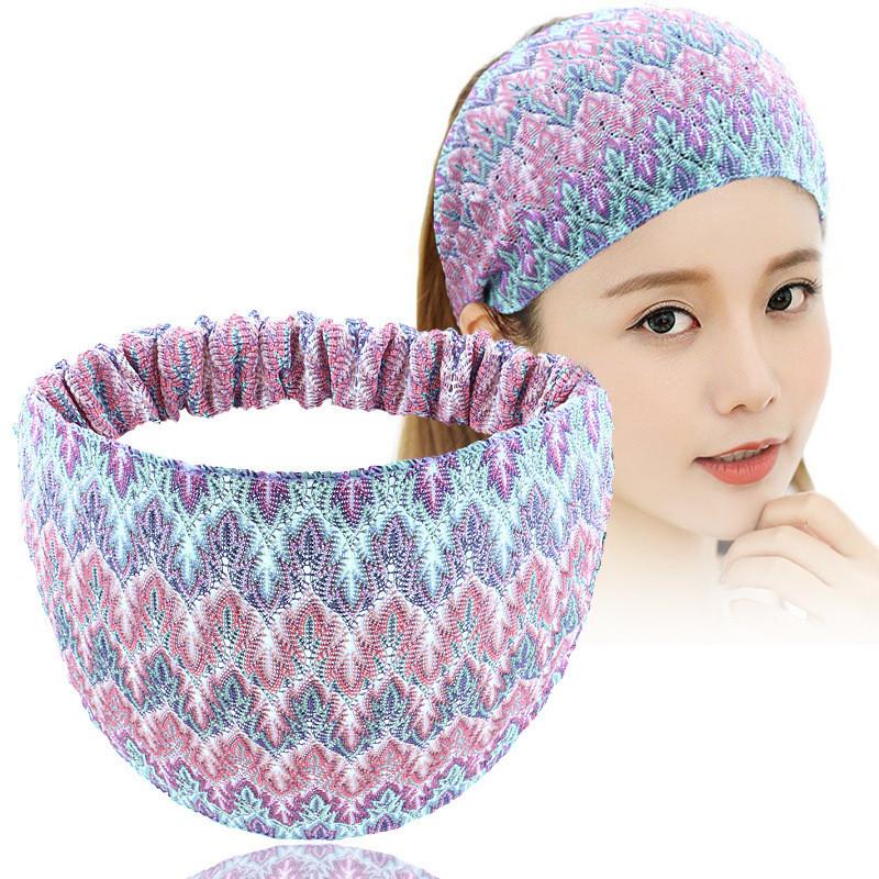 Women's Fashion Wide-Rimmed Hair Band Elastic Cover White Headdress with Broken Hair Scarf