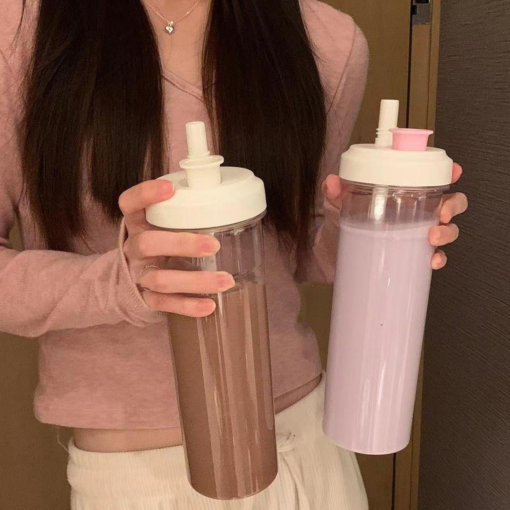 吸管杯 500ml/850ml 带吸管水杯 大容量 高颜值 便携茶杯 食品级PC 白色/紫色/粉色/绿色 -20-120度 硅胶随行杯 可重复使用 可清洗