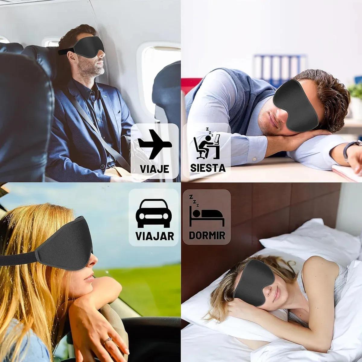 3D睡眠眼罩100%全遮光透气人体工学配耳塞旅行午休