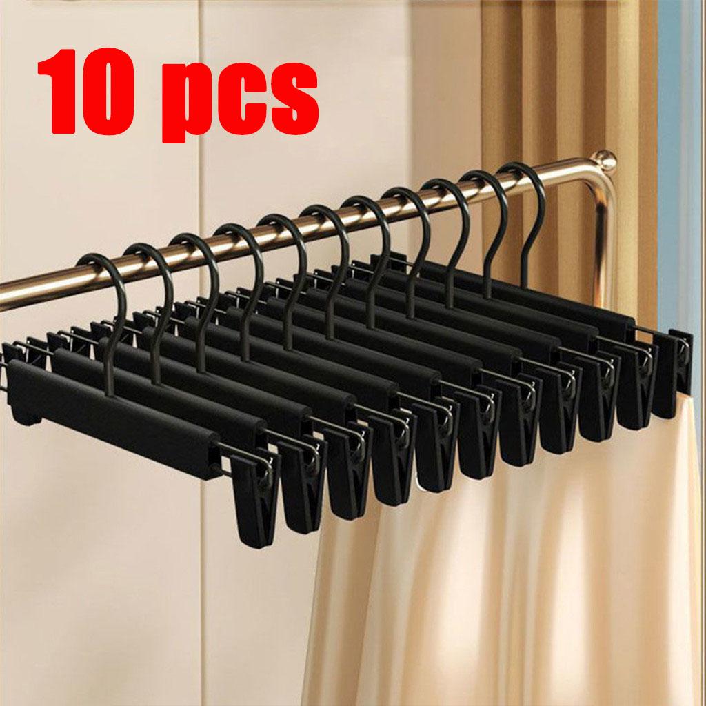 10pcs/set High Quality Non Slip Plastic Pants Hanger with Clip Seamless Skirt Hanger
