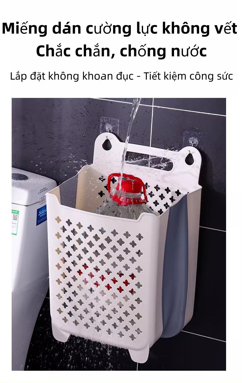 壁挂式可折叠脏衣篮大容量洗衣篮高档耐用材质耐磨损浴室收纳架优化浴室空间节省占地面积