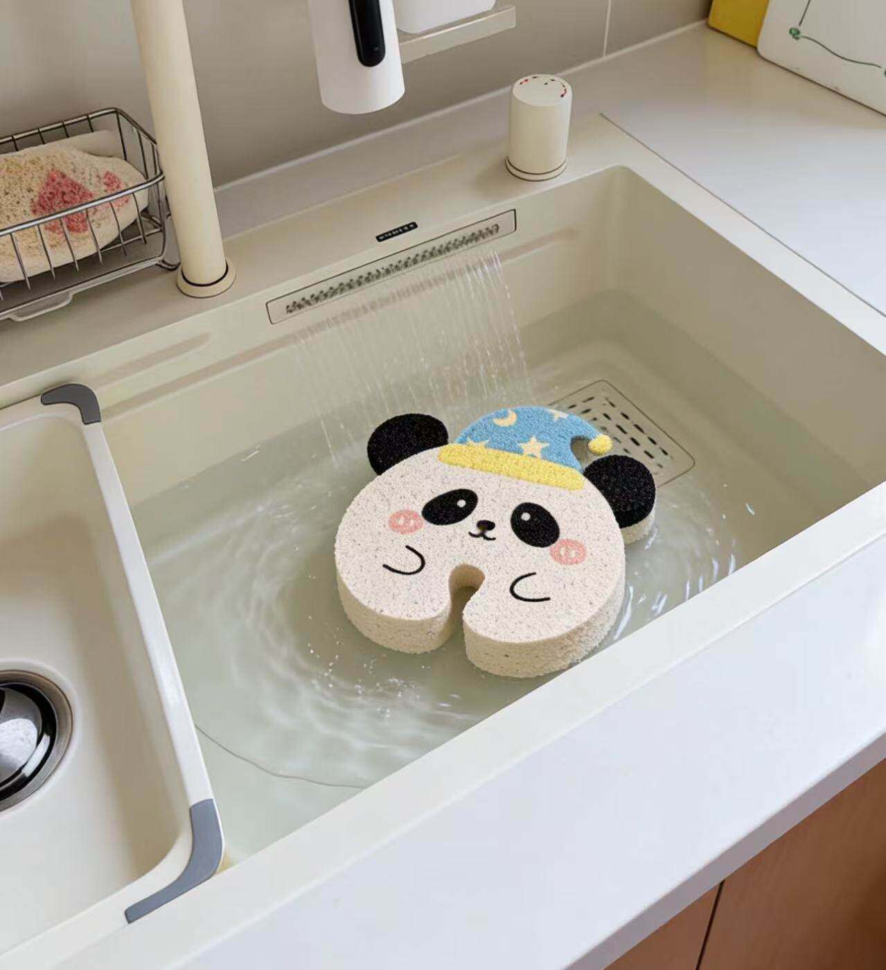 5件装 纤维素海绵 厨房水龙头用百洁布 木浆可爱 快速干燥 洗碗盘