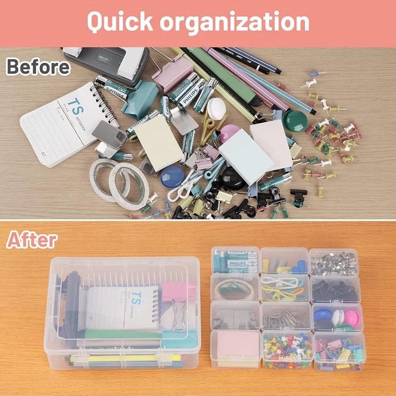 Clear Storage Box Organizer 12 In 1 Storage Containers Mini Box Organizer for Crafts Quick Organization Solution