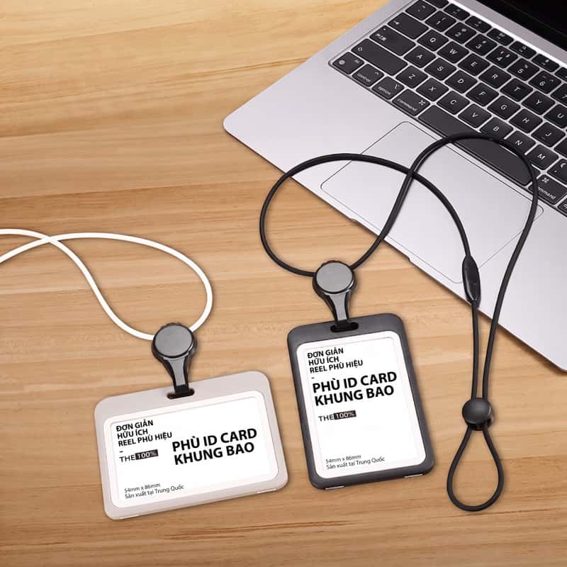 Retractable Badge Holder with Neck Lanyard, Double-Sided Card Protector for ID, Employee, Student Cards, Anti-Scratch