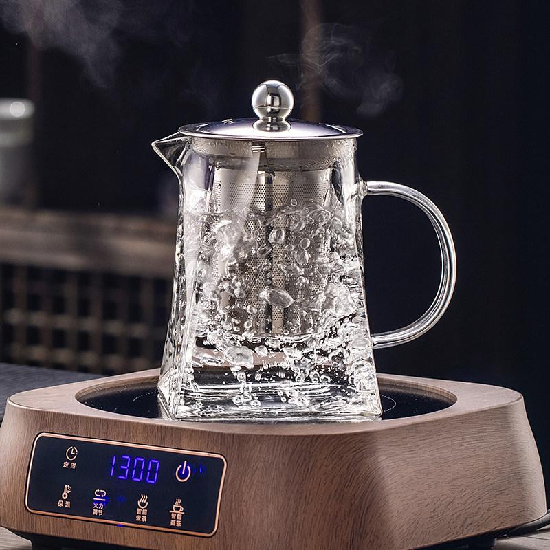 耐热玻璃过滤茶壶 内置不锈钢滤芯 快速泡茶 多功能花草茶壶 办公室 茶爱好者适用