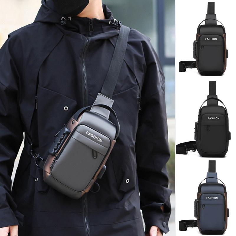 Pechera Mochila Cruzada Antirrobo Con Candado Y Puerto USB Para Hombre Mariconera Impermeable Para Viajes Y Tableta