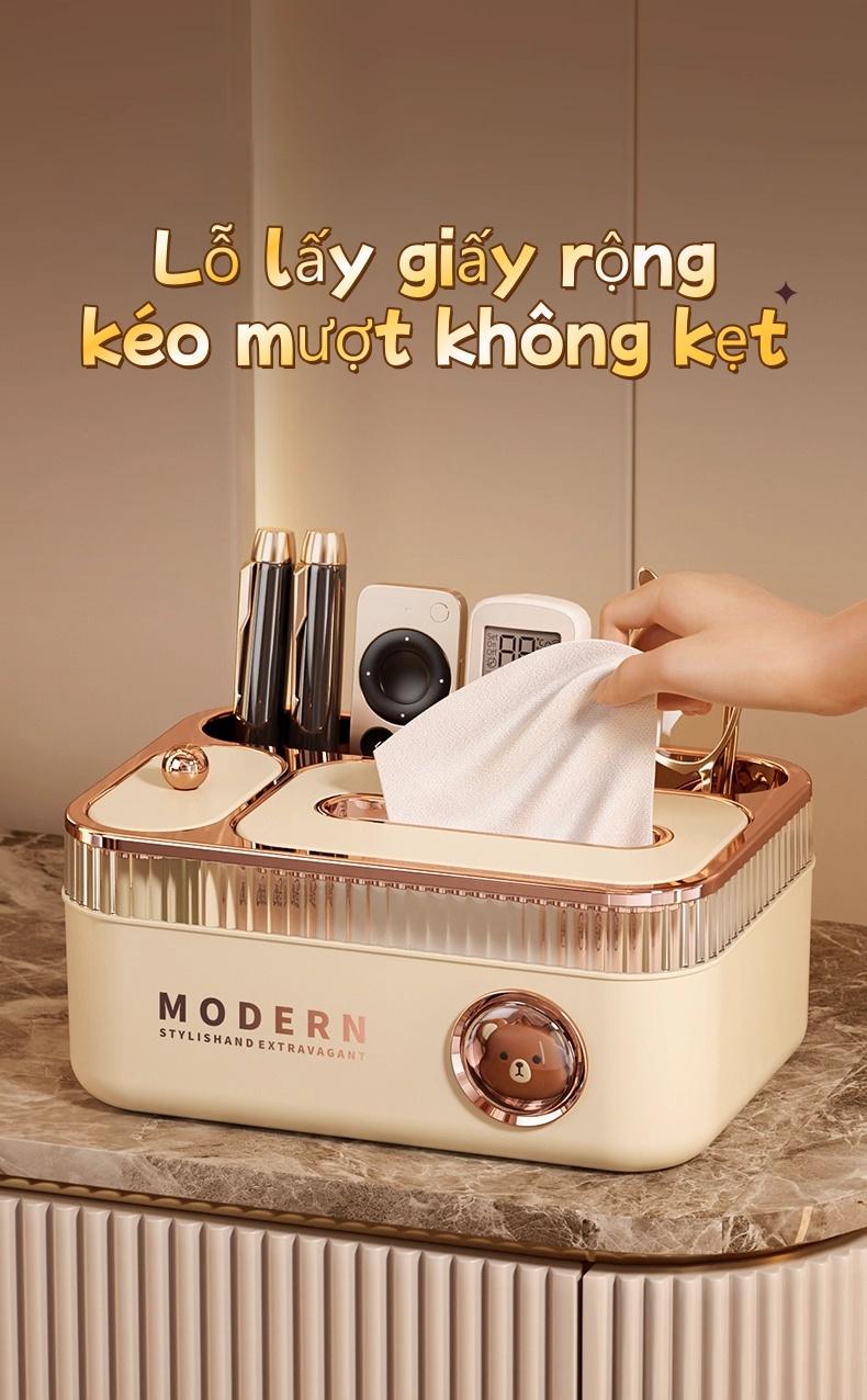 MODERN 多功能PP加厚纸巾盒 带弹簧防掉落 24x16.5x10.8cm 适用于办公桌卧室梳妆台