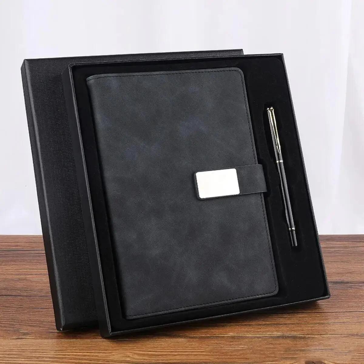 Cuaderno Libreta A5 Tapa Dura De Piel Sintética Con Broche Magnético Y Pluma 200 Páginas En Caja De Regalo Para Oficina