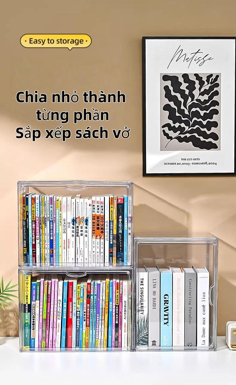 多功能透明收纳箱家用办公室整理盒36x27x32cm易组装分类储物箱节省桌面空间